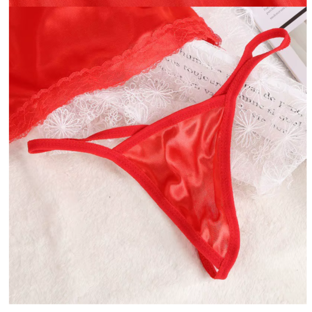 Babydoll De Encaje Color Rojo Liso ! Sexyy!!