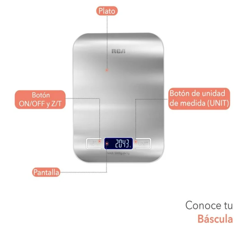 Báscula de Cocina RCA Plateado RC-B1 Drop 002