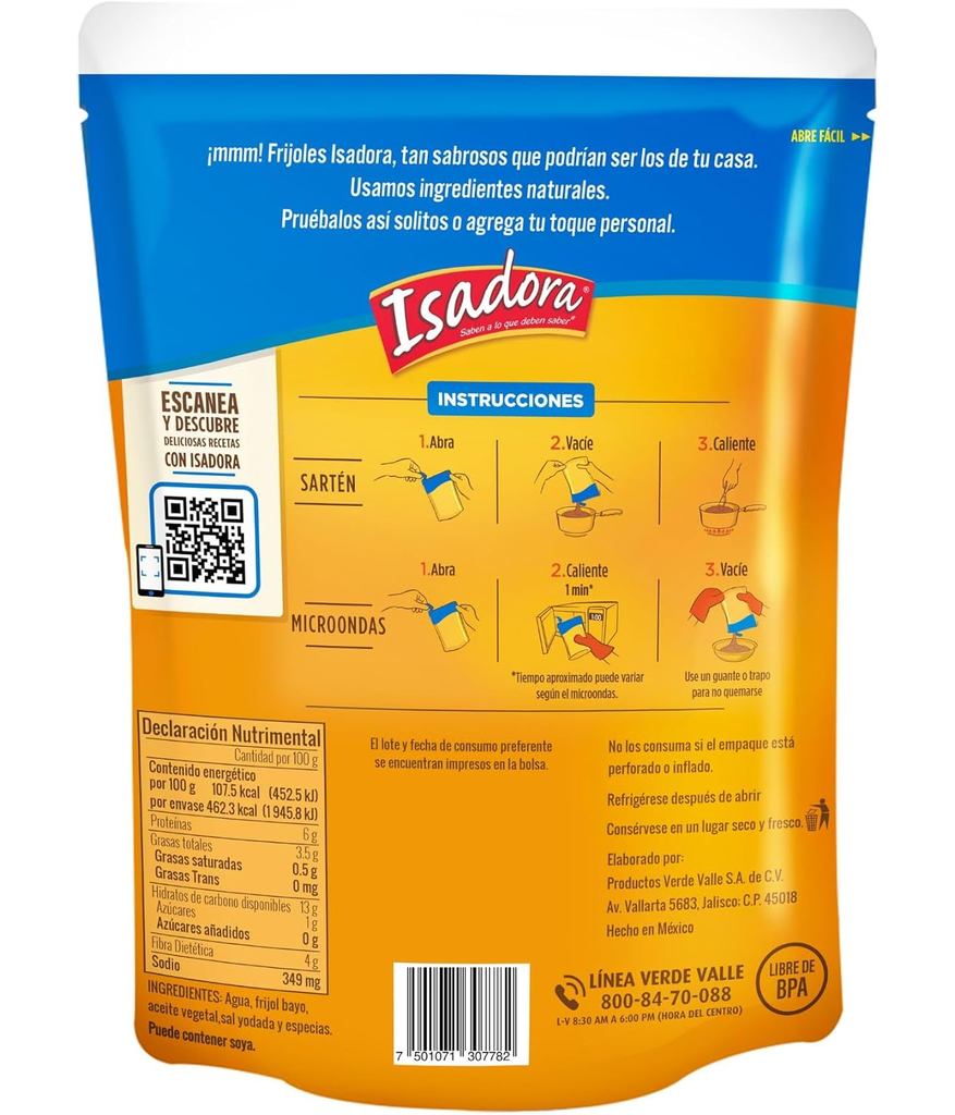 Frijoles Refritos  bayos 6 pzas de 430 g c/u Drop 002