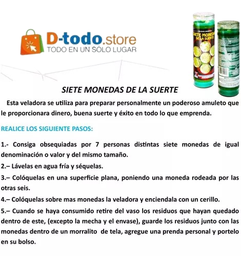 7 Monedas De La Suerte Cocktail Veladora Mistica 2260