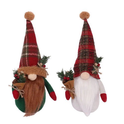 Figuras de osos de cereza de peluche Decoraciones navideñas a cuadros hecho a mano