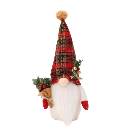 Figuras de osos de cereza de peluche Decoraciones navideñas a cuadros hecho a mano
