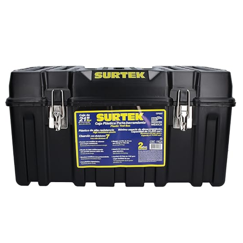 Caja Surtek CPS20 Portaherramientas Plástica 21" con Broches Metálicos