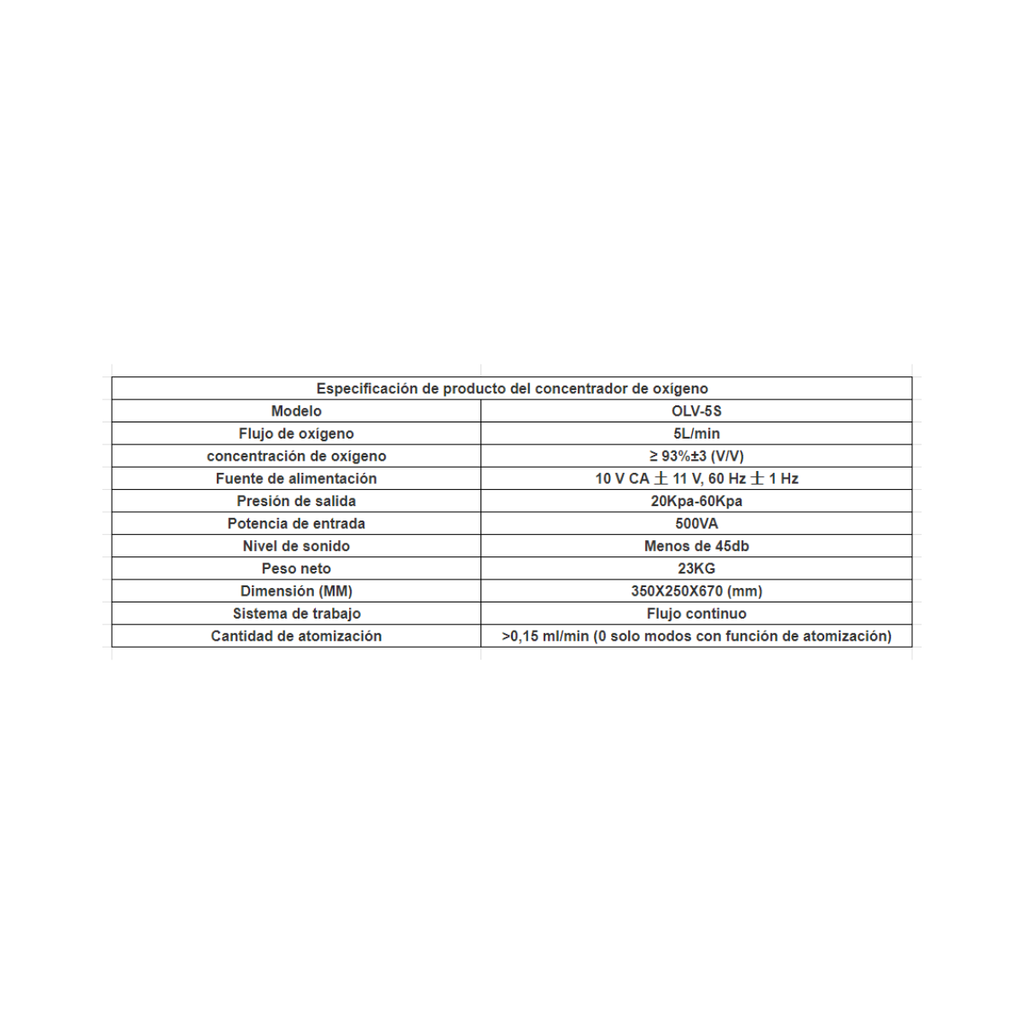 Concentrador De Oxígeno Olive OLV-5S Doméstico Silencioso de 5 Litros con 96% de Pureza