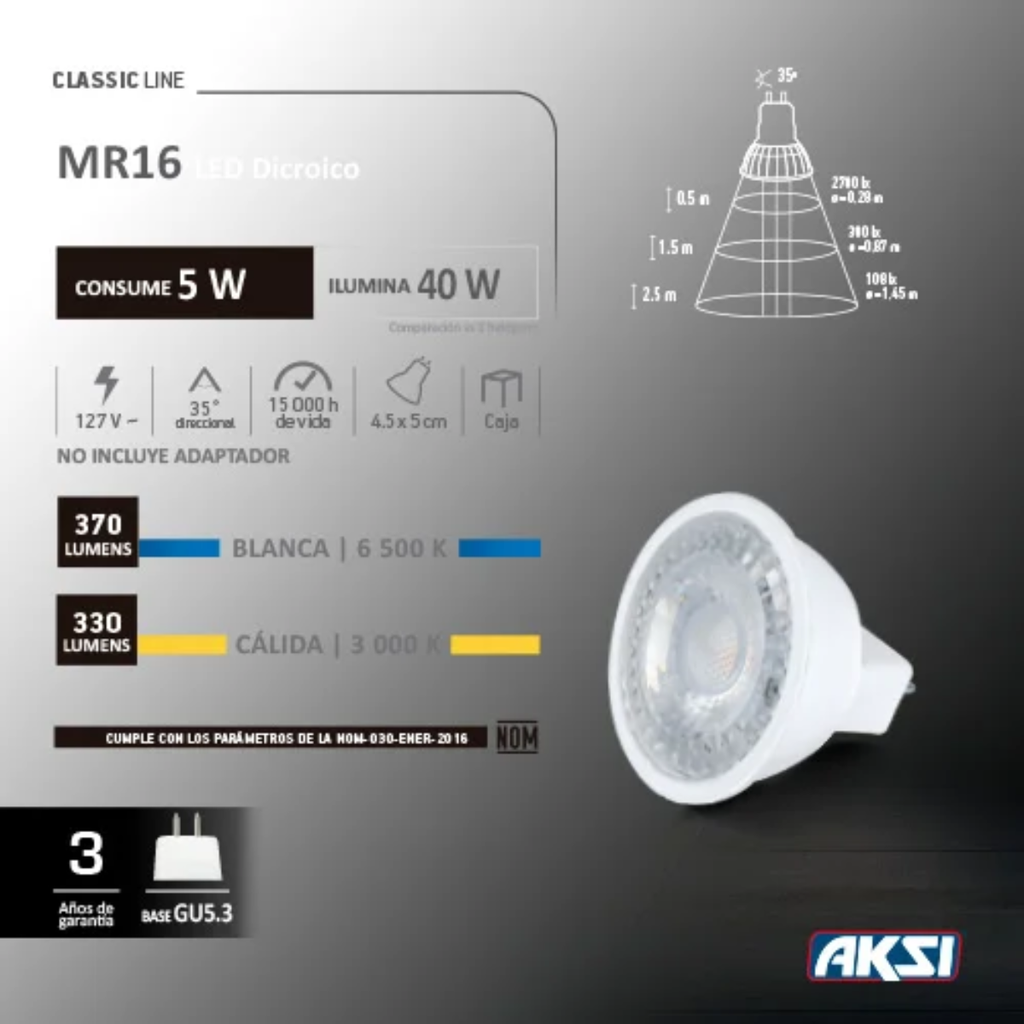 LED Dicroico MR16 5W