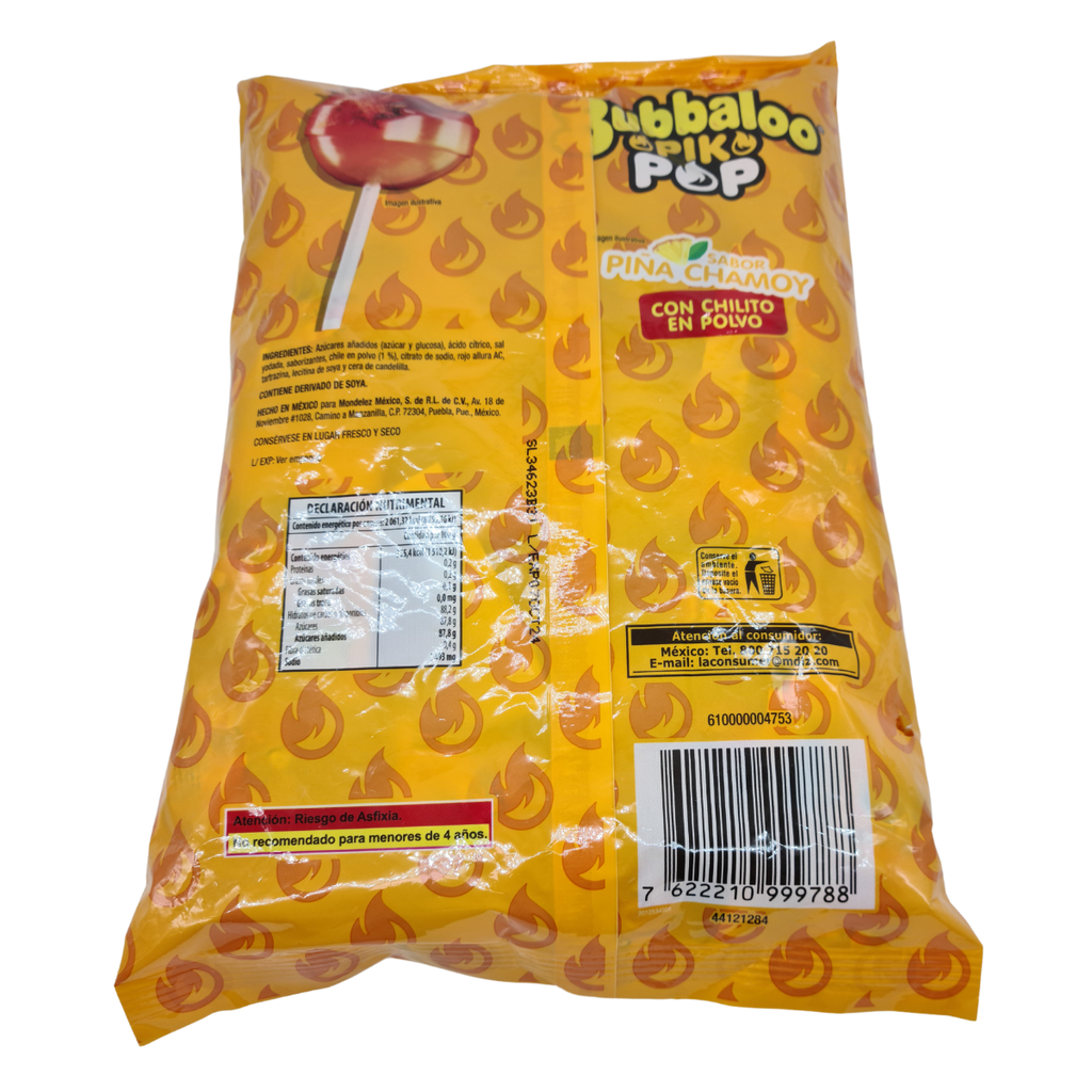 Bubbaloo Paleta Pikpop Piña 40 Piezas
