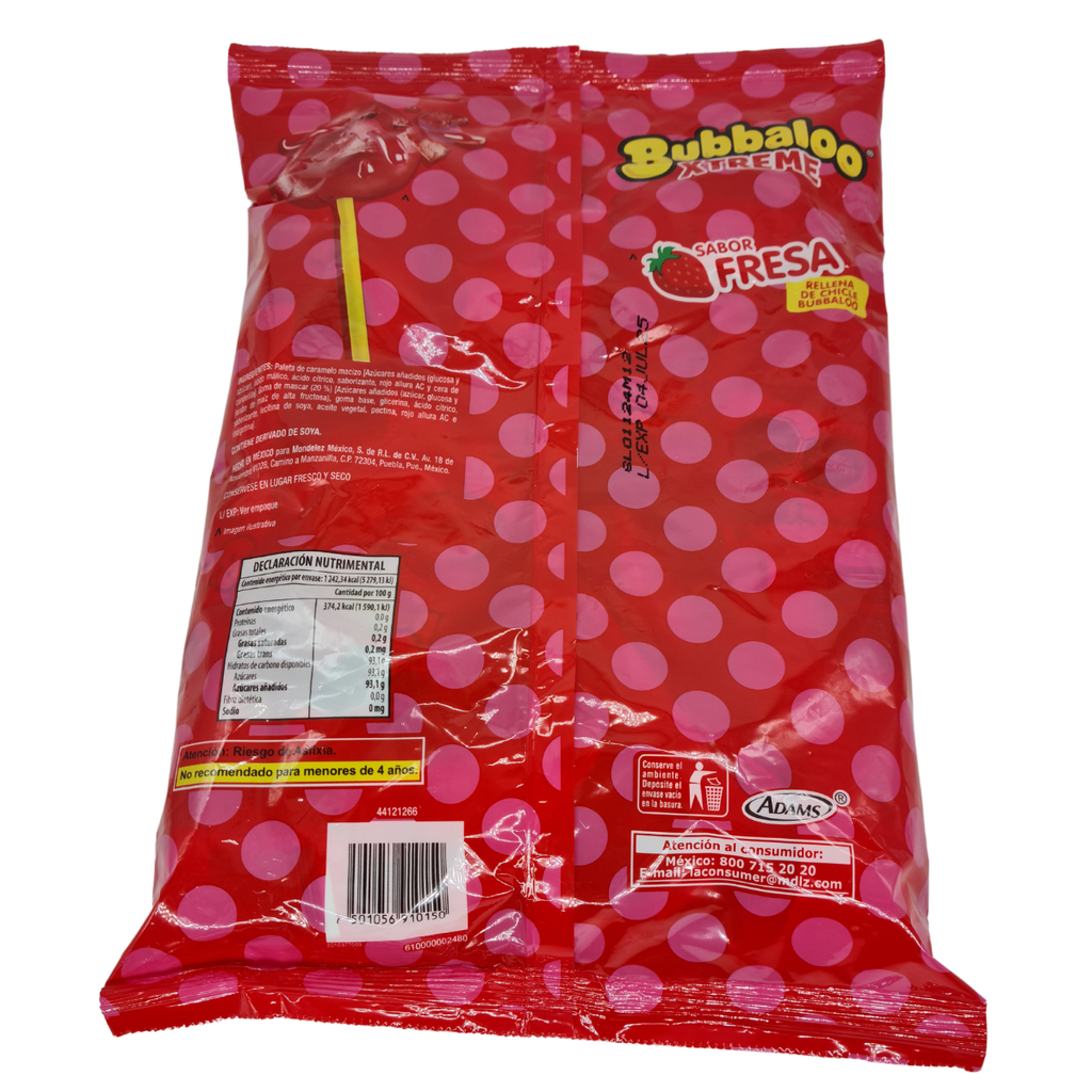 Bubbaloo Paleta Xtreme Fresa 20 Piezas