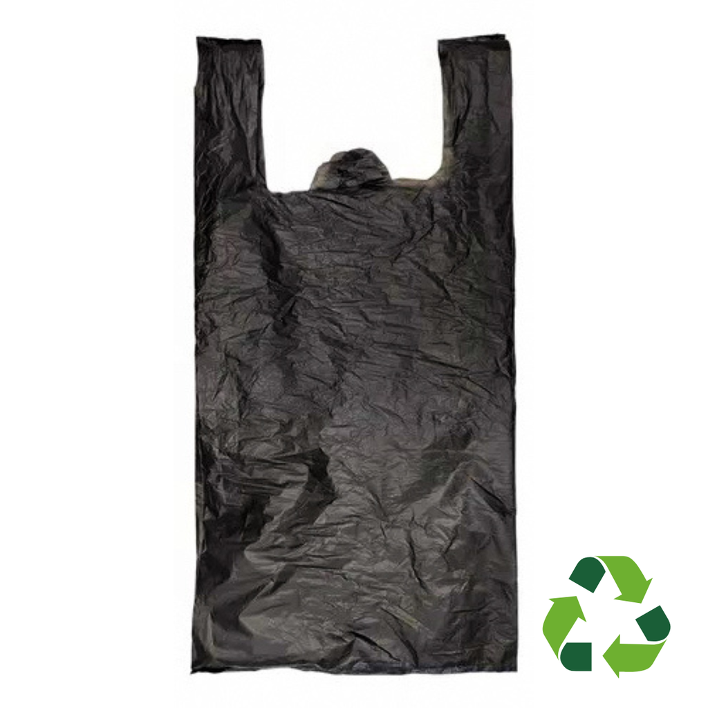 1 Kg de Bolsa Polipapel Tipo Camiseta Grande Negra 60 x 28 cm