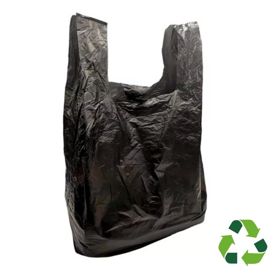 1 Kg de Bolsa Polipapel Tipo Camiseta Grande Negra 60 x 28 cm