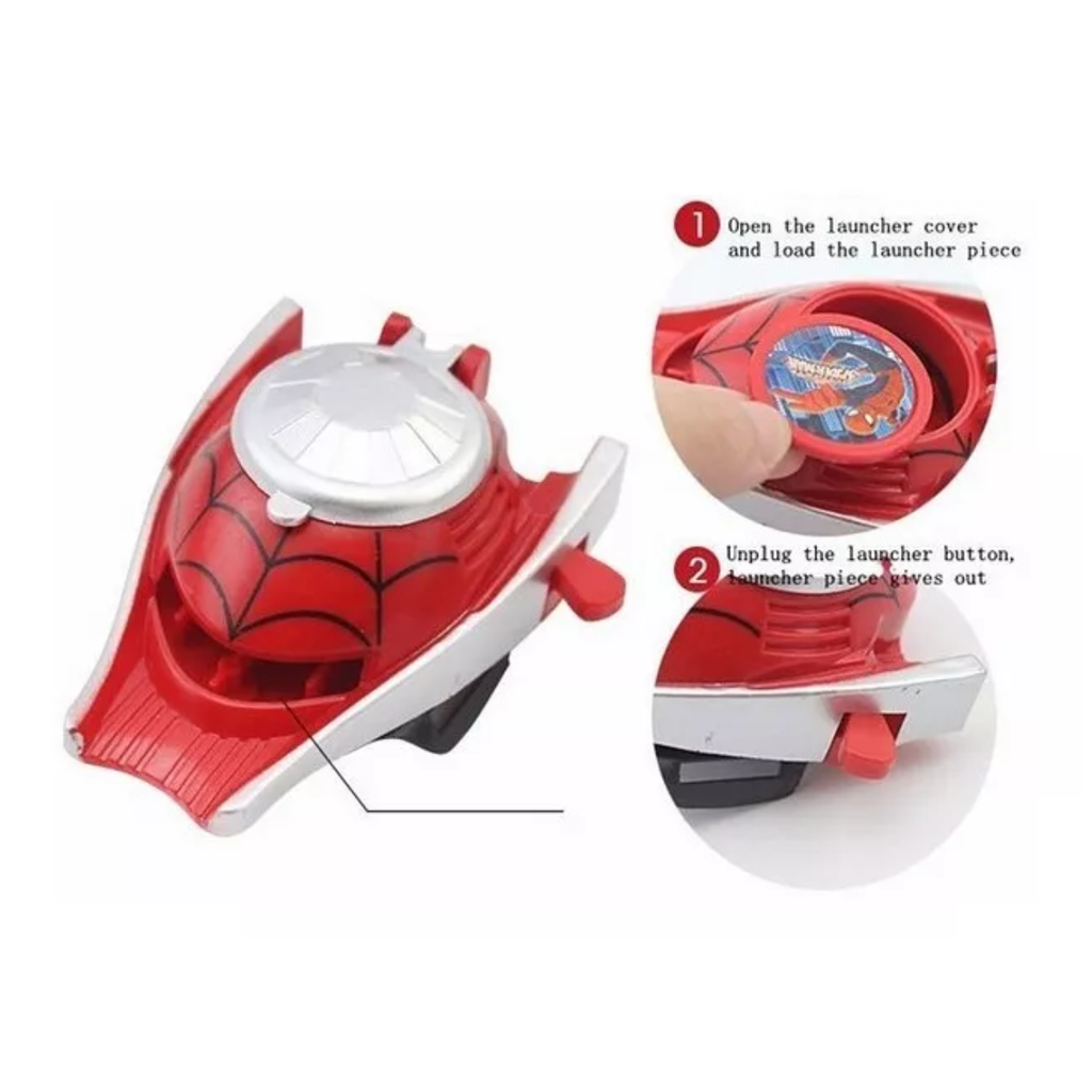 Guante Lanzador Fichas Spiderman Iron man Y Otros Personajes!