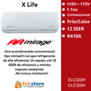 Minisplit Mirage X Life E/CLC120H 1 Ton 110 V Frío y Calor