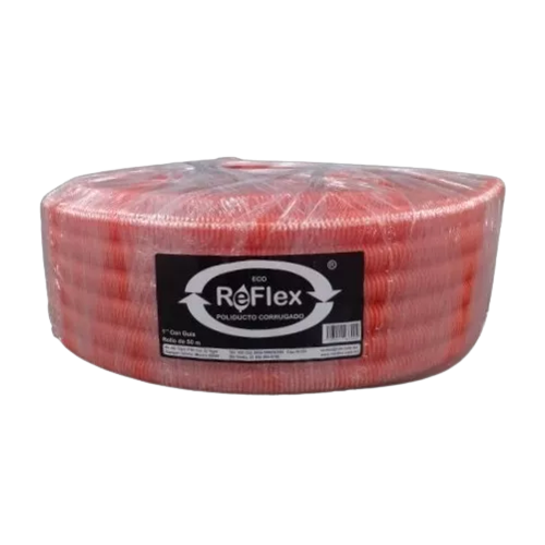 Poliducto corrugado Eco Reflex 1" con guia (Naranja) 50 mts