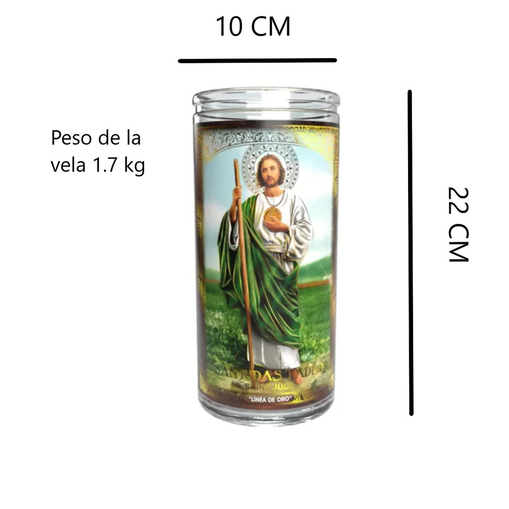 San Judas Linea Oro 14 dias Blanca Veladora Mistica 5104