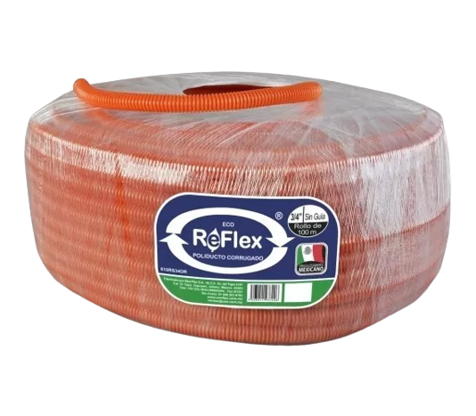 Poliducto corrugado Eco Reflex3/4" sin guia (Naranja) 100 mts