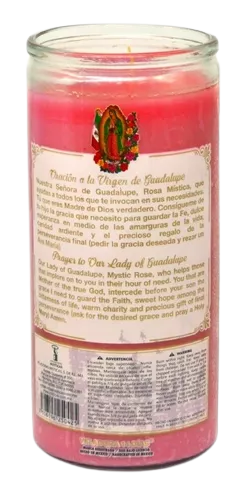 Virgen Guadalupe Religiosa 14 Dias Rosa Veladora Mistica 5042