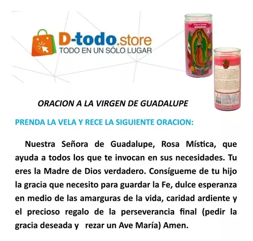 Virgen Guadalupe Religiosa 14 Dias Rosa Veladora Mistica 5042