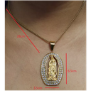 Collar Acero Inoxidable De Virgen De Guadalupe Con Piedras
