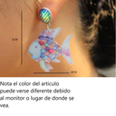 Arete De Pescado Con Escamas De Colores