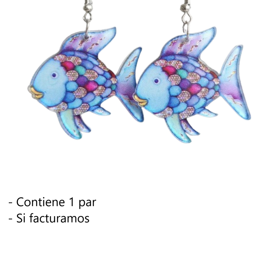 Arete De Pescado Con Escamas De Colores