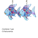 Arete De Pescado Con Escamas De Colores