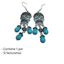Arete De Calavera Con Perlas Azules