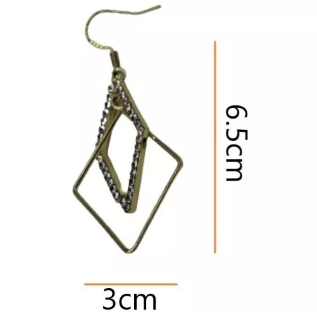 Aretes En Forma De Triangulo con Piedras Blancas