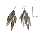 Aretes Plateados Colgantes Largos En Forma De Hojas