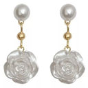 Pendientes O Aretes Flor Camelia Blanca Moda Coreana