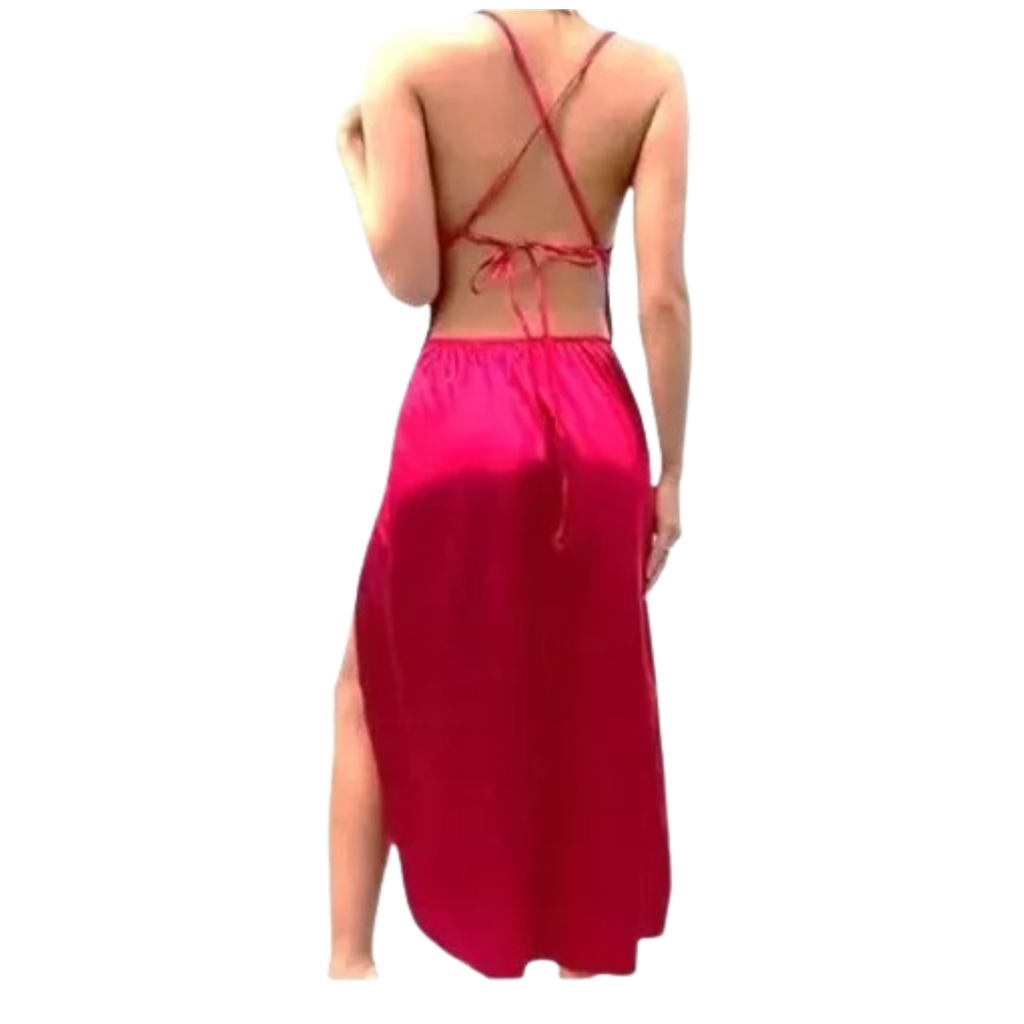 Vestido De Fiesta Largo De Satén Sexy Sin Espalda