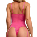 Liguero Lencería Sexy Tipo Body De Encaje Copa 3/4 Rosa