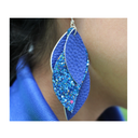 Arete De Hoja Brilloso Diferentes Colores AZUL