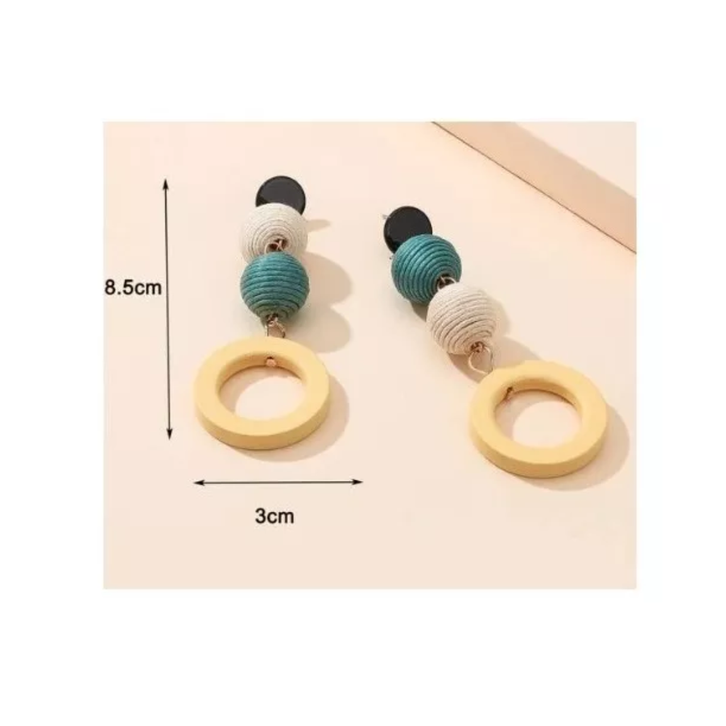 Pendientes O Aretes Elegantes Colgante Bola Multicolor