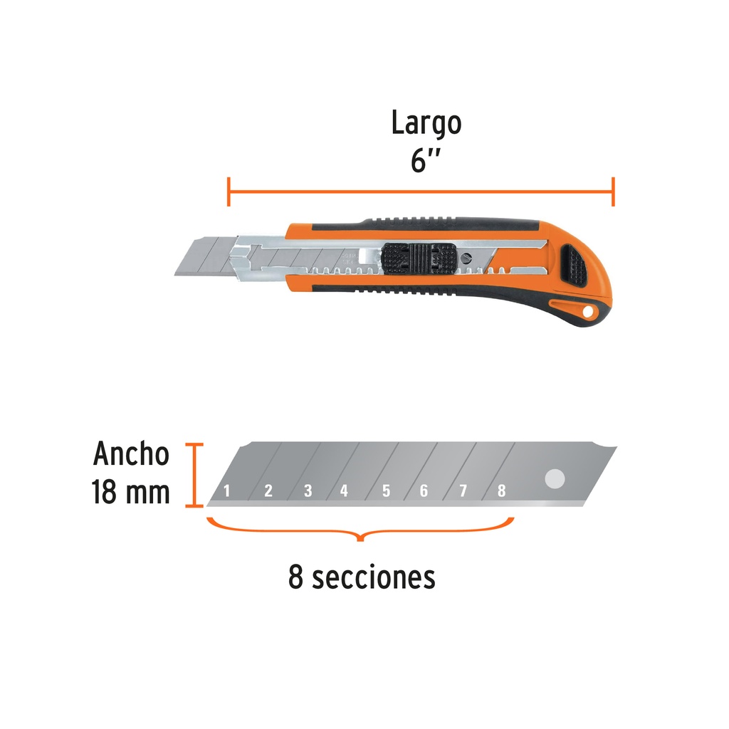Cutter 18 mm profesional con alma metálica y grip, Truper
