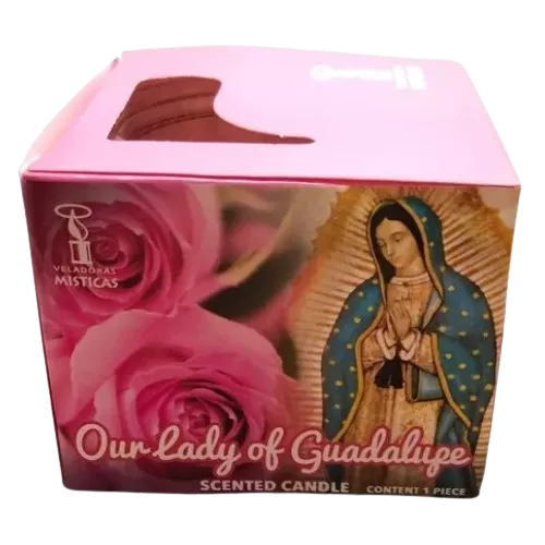 Virgen De Guadalupe Roma Rosada Veladora Mistica 0332