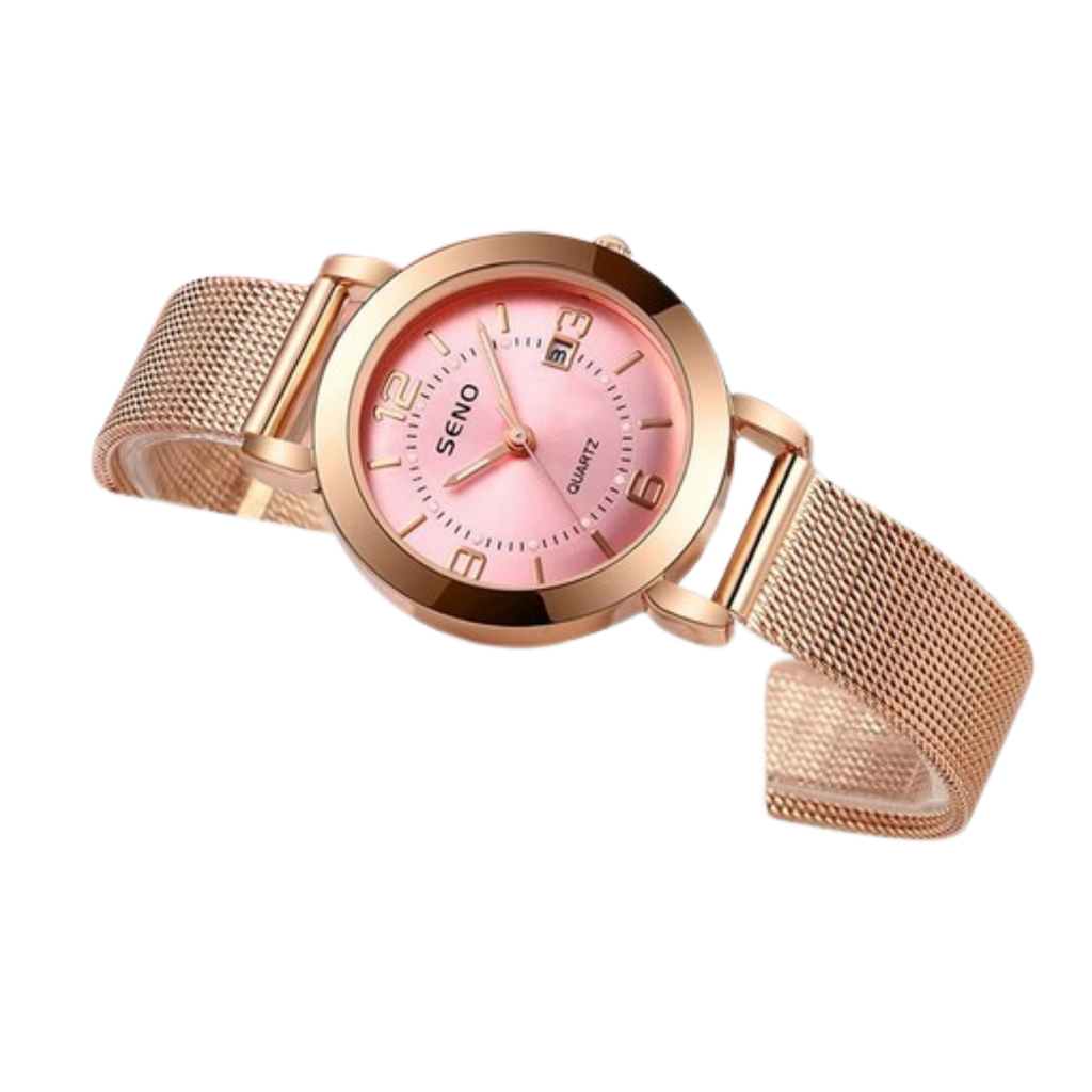 Reloj De Cuarzo Marca Seno Correa De Malla Para Mujer