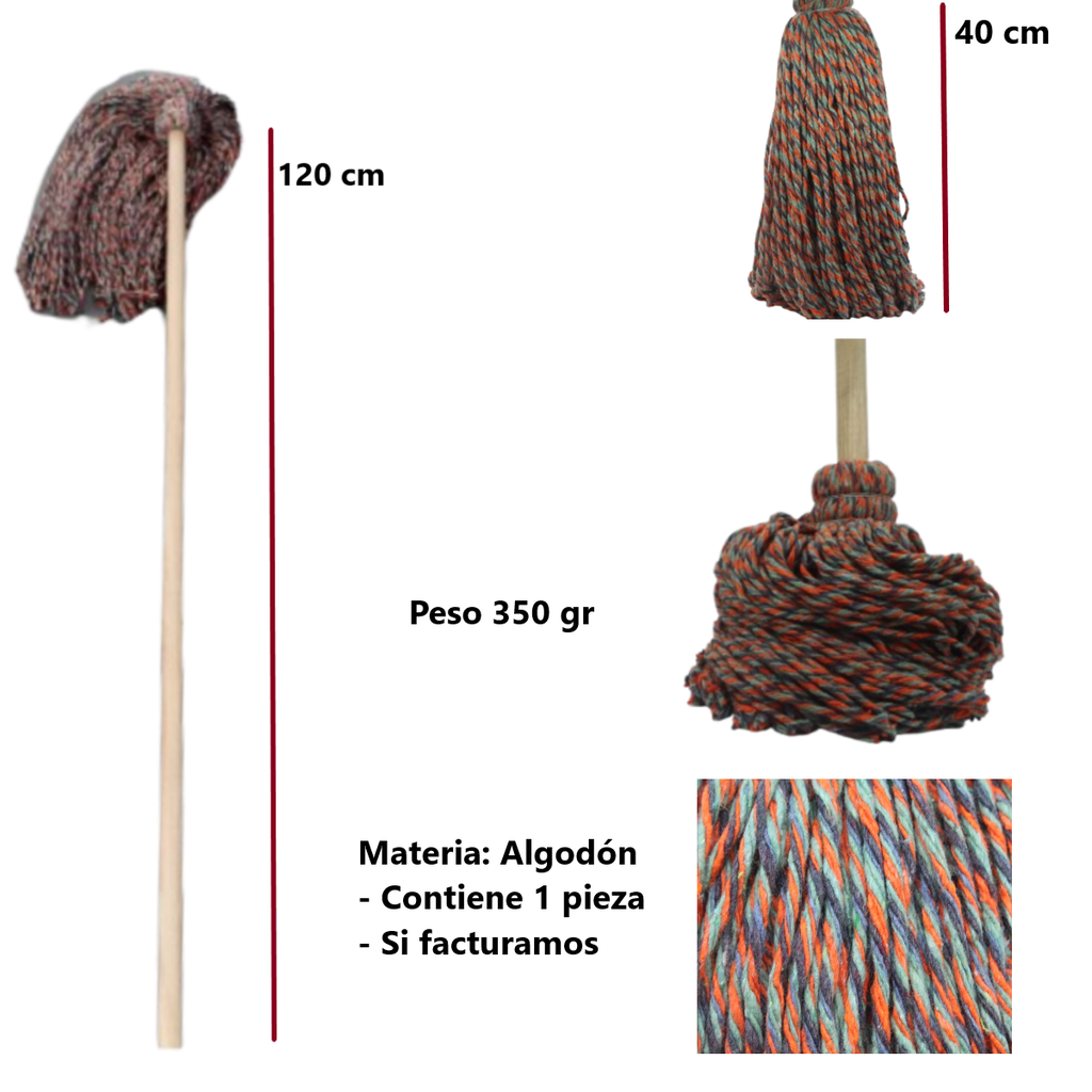 Trapeador De Hilaza De 350 Gr  De Color