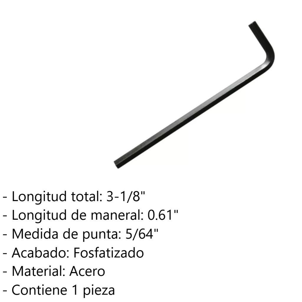 Llave Hexagonal Urrea 49-5/64l Tipo L 5/64in Larga Acero