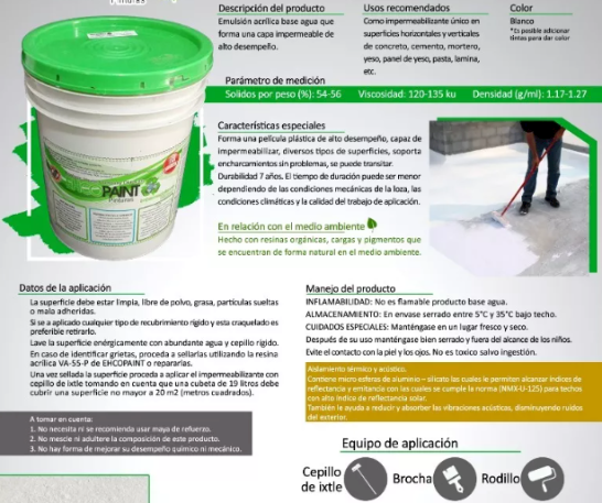 Impermeabilizante Ehcopaint 7 años Blanco