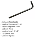 Llave Hexagonal Urrea 49-8bp Tipo L 8mm Punta Bola Metrica