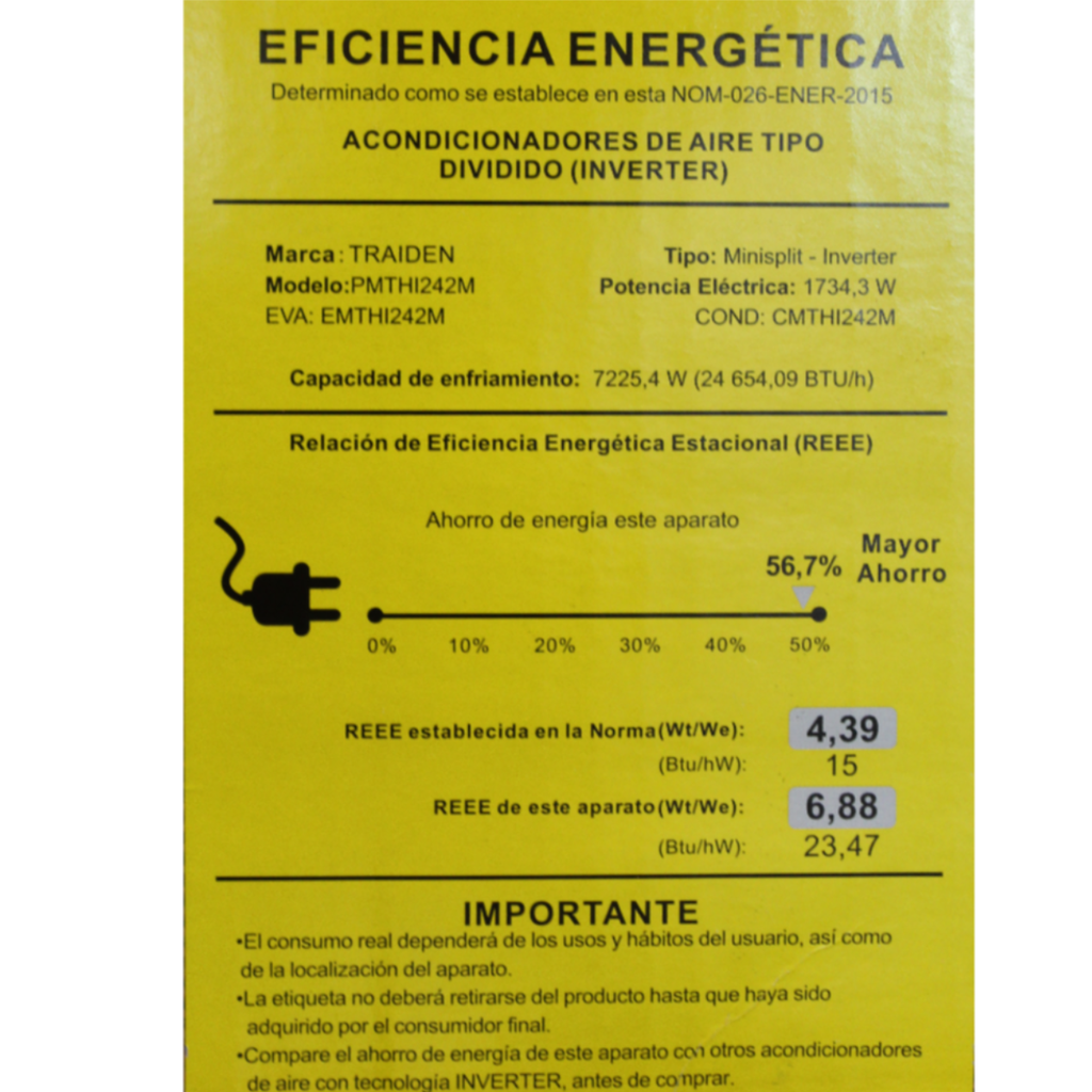 Minisplit Traiden Inverter 24k Btus 220 V Frio Y Calor Wifi