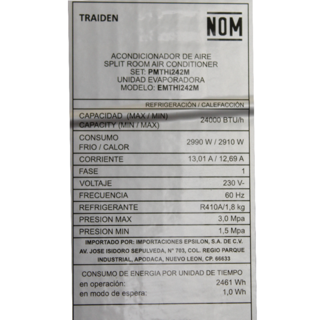 Minisplit Traiden Inverter 24k Btus 220 V Frio Y Calor Wifi