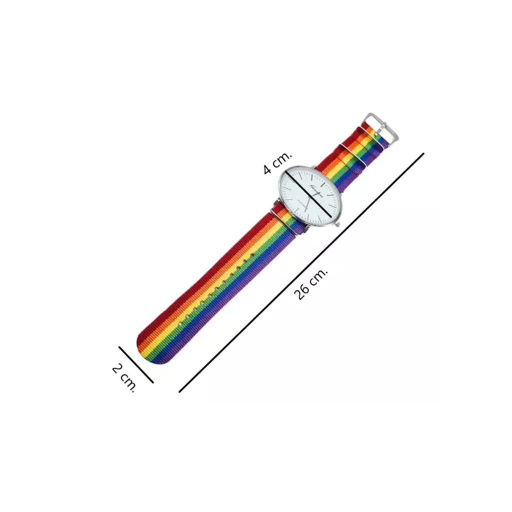 Reloj Análogo Orgullo Lgbt 38mm Sin Segundero Arcoíris