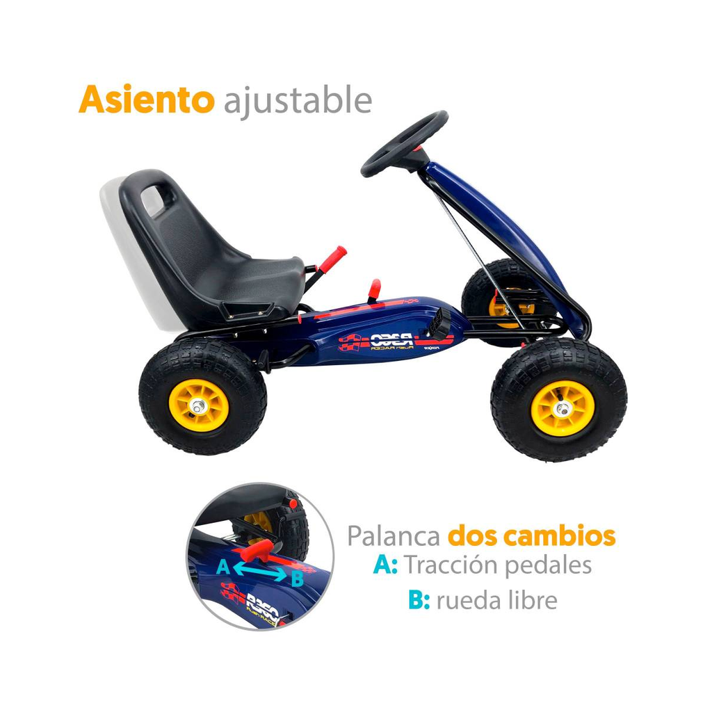Carrito Montable Pedales Tipo Kart Con Llantas Inflables Drop