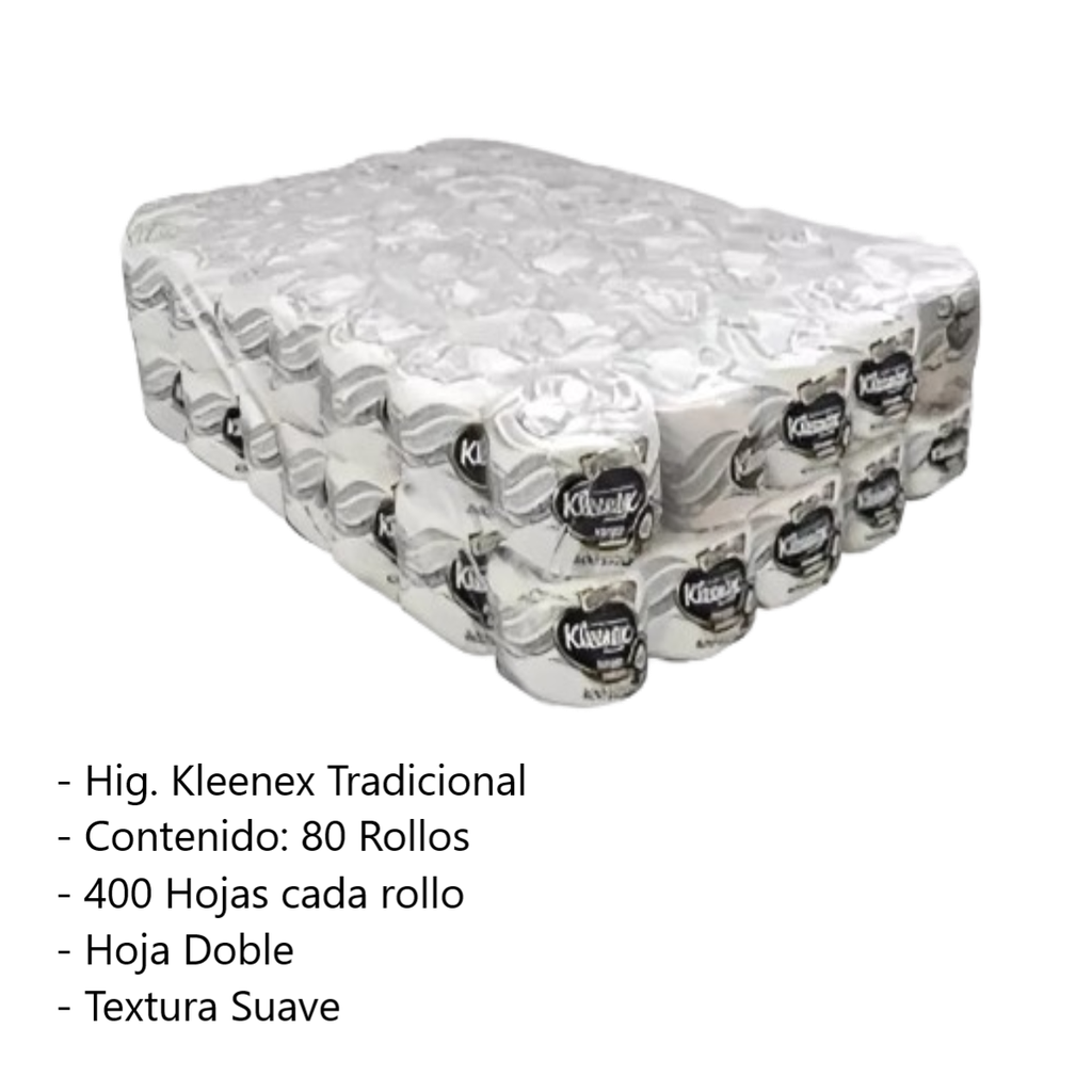 Higiénico Kleenex Tradicional 80 Pzas. 400 HD Drop