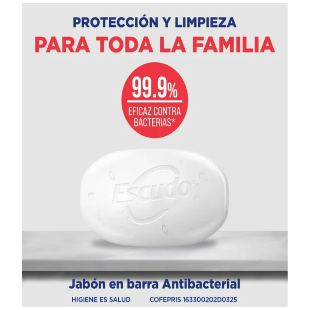 Jabón Corporal Escudo Antibacterial Protección Neutra 10 pzas. de 135 g. Drop