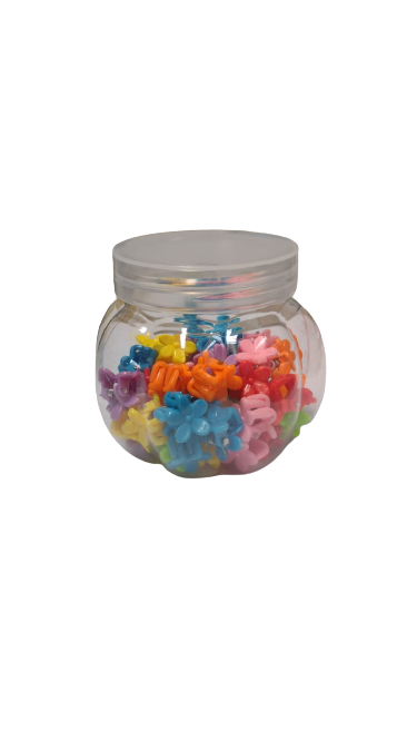 Bote Con Broches De Flor Para Cabello, Niña, Colores Variado