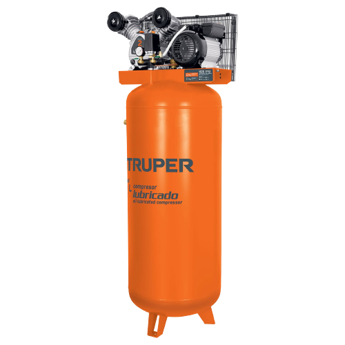 Compresor lubricado de banda, vertical 240L, 4HP 220V Truper
