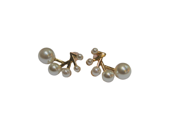 Pendientes Dorados Hermosos con Perlas Blancas