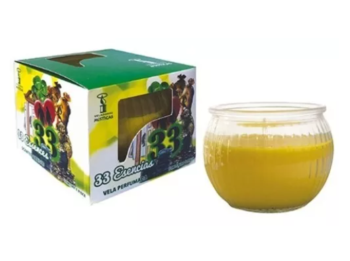 Veladora 33 Escencias Perfumada Roma Amarilla Por Pieza M0338