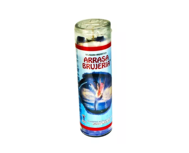 Arrasa Brujería Cocktail  Veladora Mística 2154 Morado/Blanco